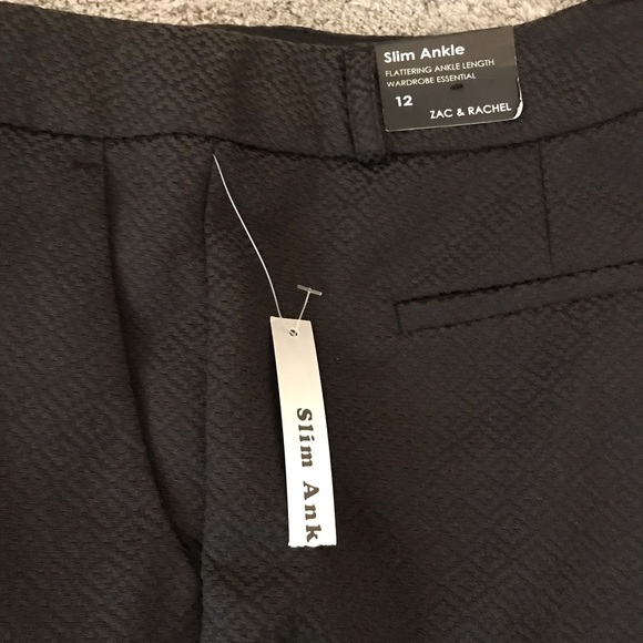 NWT Zac & Rachel Textured, Slim Ankle Pants in black. Size 12 - Picture 7 of 10